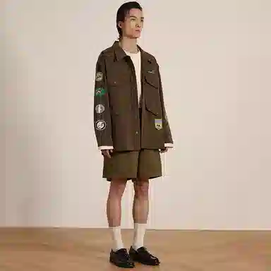 Profound Embroidered Military Jacket Brown