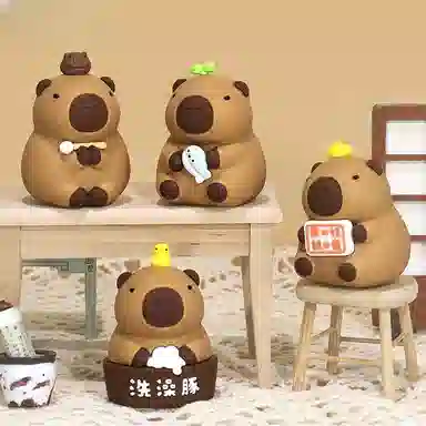 卡威 卡皮巴拉摆件 憨豆惊喜 情绪稳定水豚办公室居家小物件 玩具