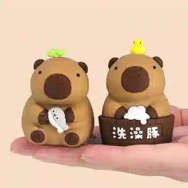 卡威 卡皮巴拉摆件 憨豆惊喜 情绪稳定水豚办公室居家小物件 玩具