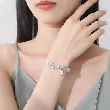 年年喜 简约小众 小清新森系铃铛潮 玻璃猫眼 手串 女款