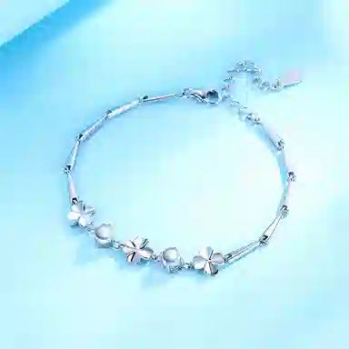 年年喜 四叶草高级感夏季小众百搭精致手饰简约 琉璃 手链 女款