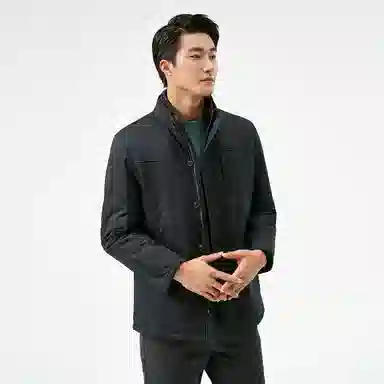 恒源祥 纯色立领加厚保暖棉服 男款 墨绿