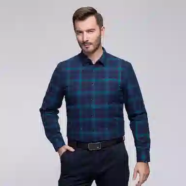 恒源祥 加厚保暖纽扣方领羽绒长袖衬衫 男款