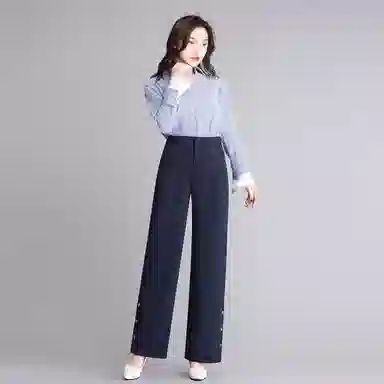 恒源祥 高腰阔腿裤垂坠感纯色休闲裤 女款