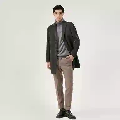 恒源祥 纯羊毛呢子中长款厚大衣 男款