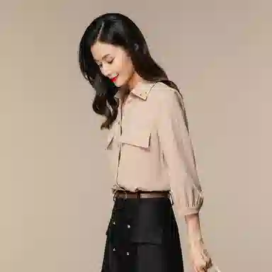 恒源祥 刺绣雪纺七分袖短袖衬衫 女款