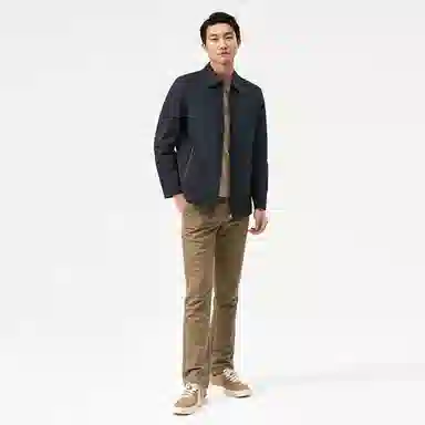 恒源祥 中长款纯色翻领厚款长袖棉服 男款