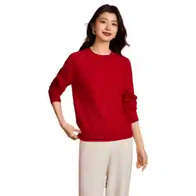 恒源祥 圆领套头纯色长袖舒适毛衣 女款