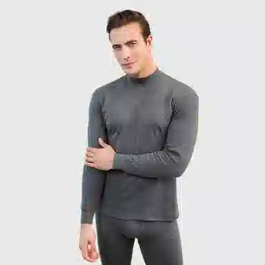 恒源祥 纯色圆领长袖长裤保暖套装 男款