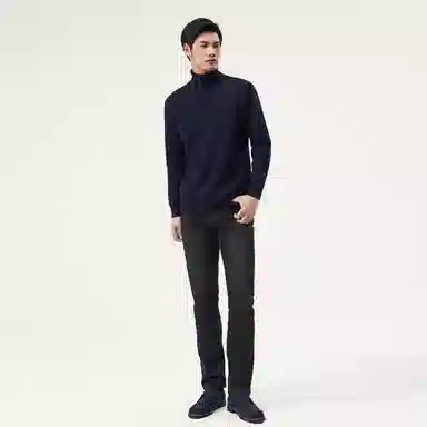 恒源祥 纯色高领针织毛衣 男款
