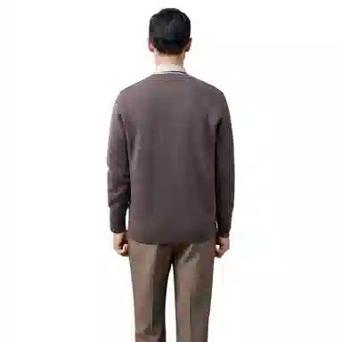 恒源祥 四平提花纯羊毛加厚纽扣开衫毛衣 男款