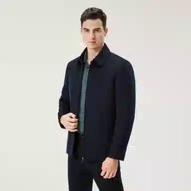 恒源祥 纯色翻领毛呢夹克 男款