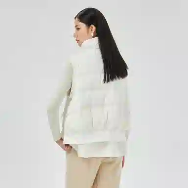恒源祥 立领单排扣坎肩白鸭绒羽绒马甲 女款