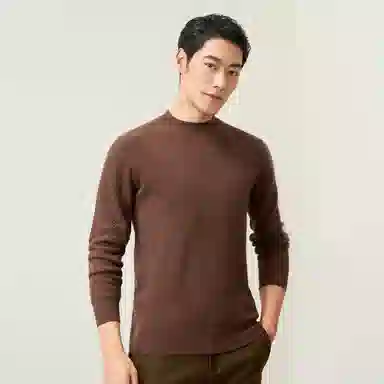 恒源祥 纯色半高领针织羊绒衫 男款