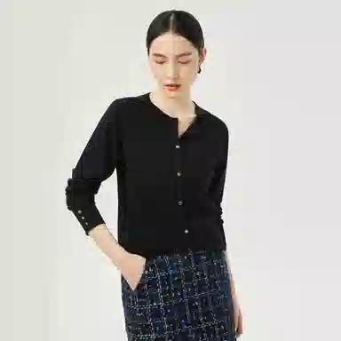 恒源祥 精纺圆领长袖薄款开衫毛衣 女款