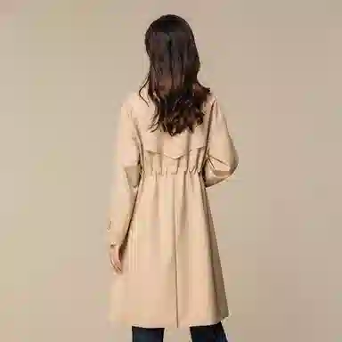 恒源祥 中长款设计感抽绳收腰风衣 女款