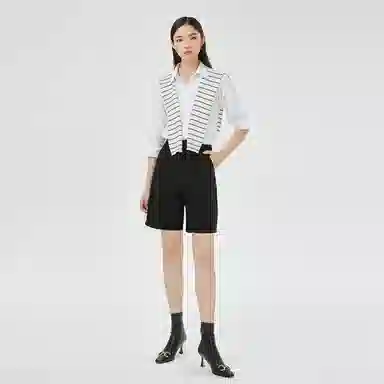 恒源祥 外搭条纹长款 山羊绒 披肩 女款