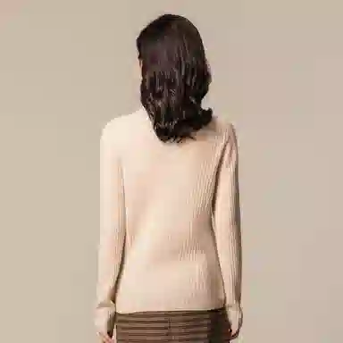 恒源祥 竖坑条修身羊绒衫 女款