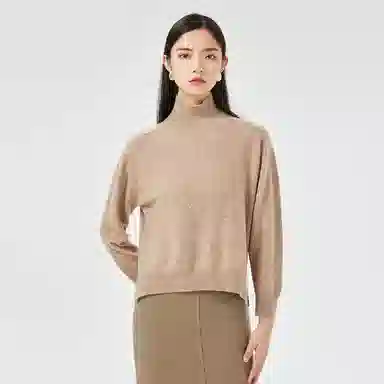 恒源祥 纯色半高领针织套头花纱毛衣 女款