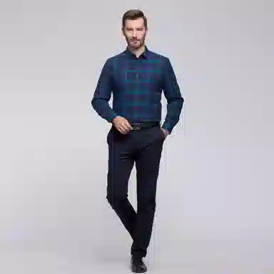 恒源祥 加厚保暖纽扣方领羽绒长袖衬衫 男款