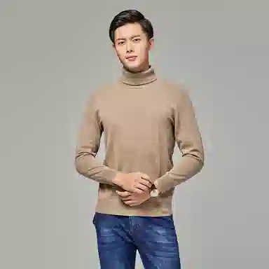 恒源祥 纯色高领套头长袖羊绒衫 男款