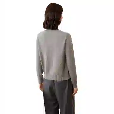 恒源祥 纯色半高领单排扣开衫毛衣 女款