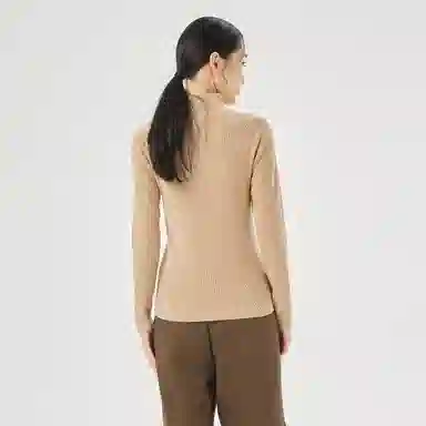 恒源祥 纯色半高领休闲长袖羊绒衫 女款