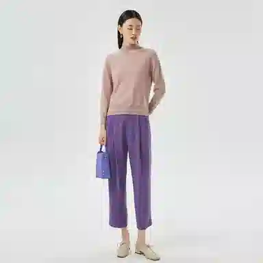 恒源祥 纯色半高领落肩长袖针织羊绒衫衫 女款