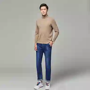 恒源祥 纯色高领套头长袖羊绒衫 男款