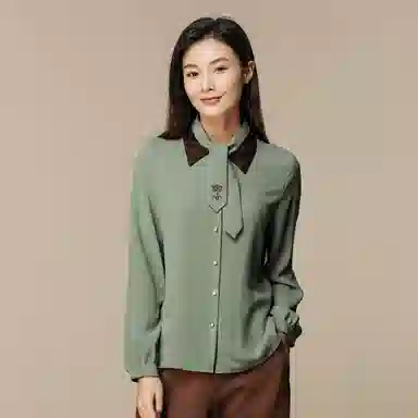 恒源祥 纯色休闲长袖衬衫 女款