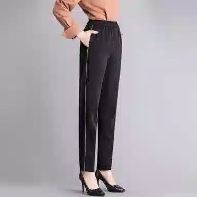 恒源祥 直筒镶边纯色九分休闲裤 女款