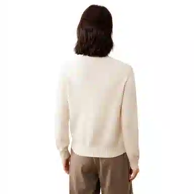 恒源祥 纯色半高领单排扣开衫毛衣 女款