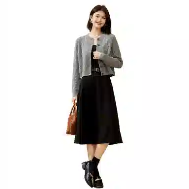 恒源祥 纽扣绞花休闲舒适开衫毛衣 女款