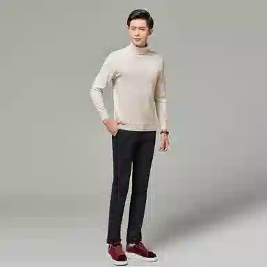 恒源祥 纯色高领套头长袖羊绒衫 男款