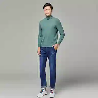 恒源祥 纯色高领套头长袖羊绒衫 男款