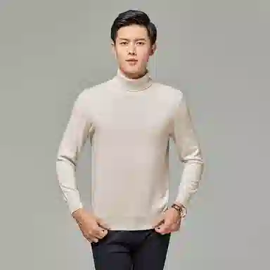 恒源祥 纯色高领套头长袖羊绒衫 男款