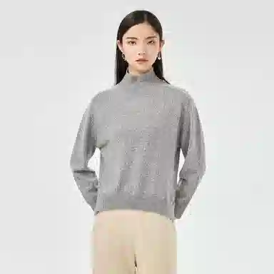 恒源祥 纯色半高领针织套头花纱毛衣 女款