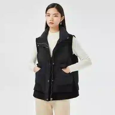 恒源祥 立领单排扣坎肩白鸭绒羽绒马甲 女款