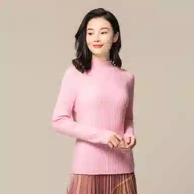 恒源祥 竖坑条修身羊绒衫 女款