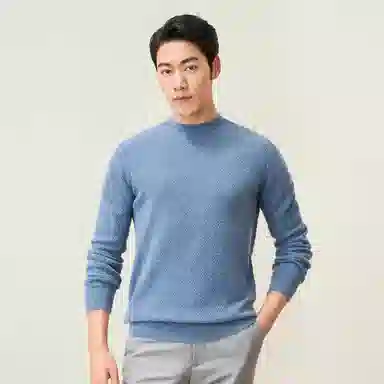 恒源祥 纯色半高领针织羊绒衫 男款