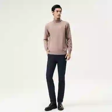 恒源祥 纯色高领针织毛衣 男款