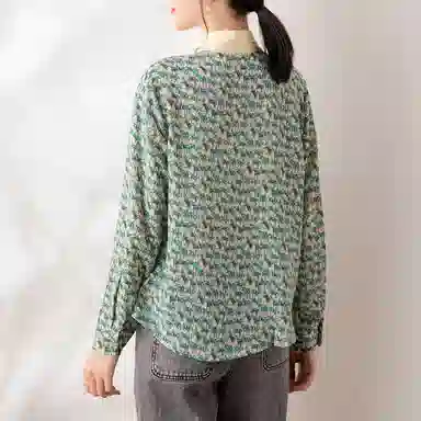 恒源祥 高级感印花雪纺上衣长袖衬衫 女款