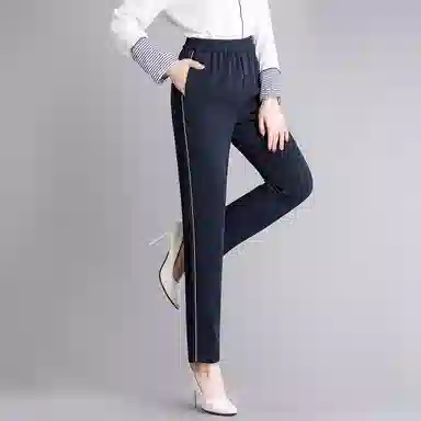 恒源祥 直筒镶边纯色九分休闲裤 女款