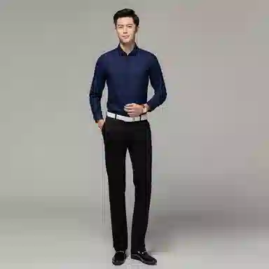 恒源祥 纯色休闲长袖衬衫 男款