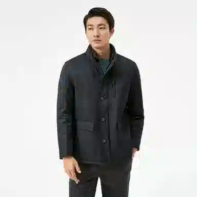 恒源祥 纯色立领加厚保暖棉服 男款 墨绿