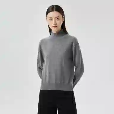 恒源祥 纯色半高领落肩长袖针织羊绒衫衫 女款