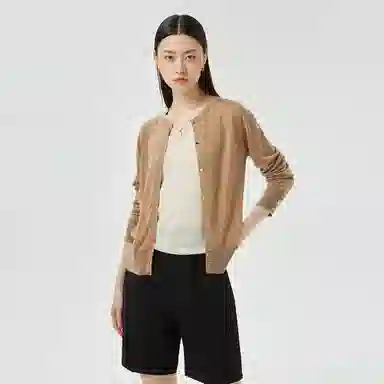 恒源祥 精纺圆领长袖薄款开衫毛衣 女款