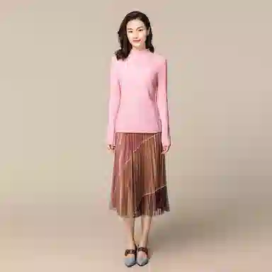 恒源祥 竖坑条修身羊绒衫 女款