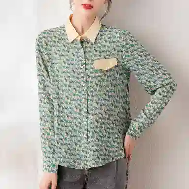 恒源祥 高级感印花雪纺上衣长袖衬衫 女款