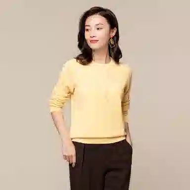 恒源祥 纯色圆领打底针织羊绒衫 女款